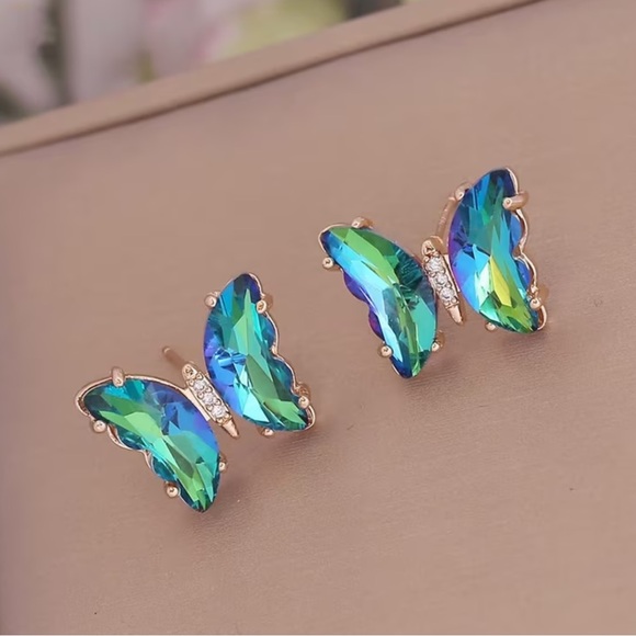 Jewelry - Green /Blue Butterfly Stud Earrings